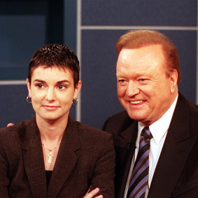 Sinead O’Connor on set with Bert Newton for Good Morning Australia on Channel 10 in 2000.