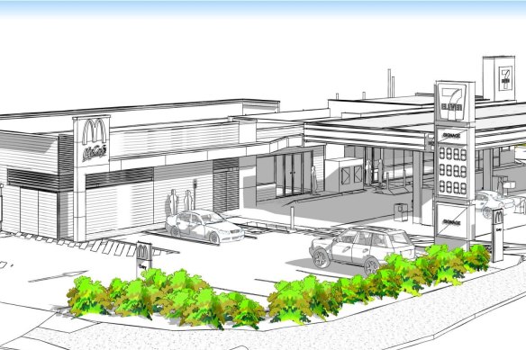 An artist’s impression of a proposed McDonald’s causing controversy in Ashgrove.