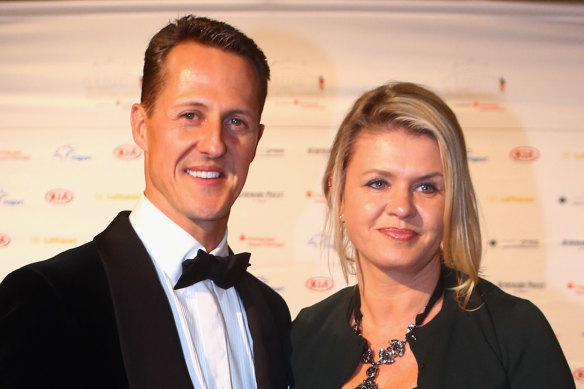 Michael Schumacher and wife Corinna in 2013. She has fiercely protected her husband’s privacy since a skiing accident.