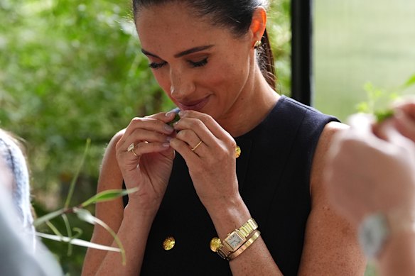 Meghan, Duchess of Sussex, takes part in a therapy session with patients on her visit to the Royal Children’s Hospital. 