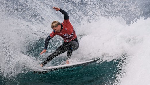 The Age, News, 11/04/2023, photo by Justin McManus.
Rip Curl Pro at Bells Beach on the 4th stage of the WSL.
Australian's dominated the finals with all Australian Mens and Womens finals between  Ethan Ewing and Ryan Callinan in the mens final and Tyler Wright and Molly Picklum in the womens final.
Ethan Ewing competing in the mens final.