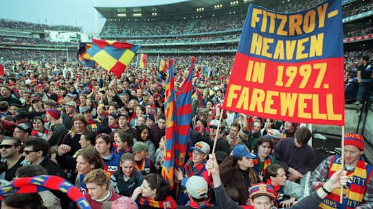 Fitzroy fans after the club's final match in Melbourne.