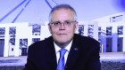 Prime Minister Scott Morrison seen via video conference during Question Time.