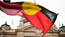 26/01/21 Thousands marched in solidarity with Indigenous Australians in the annual Invasion Day March, Melbourne. Photograph by Chris Hopkins
