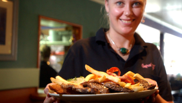 Former waitress Anna Randall with the mixed grill.
