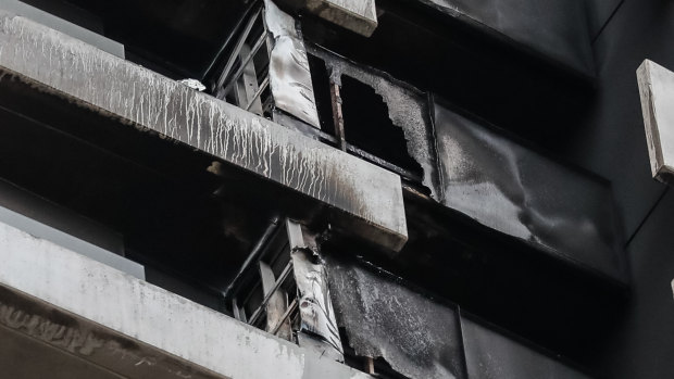 Cladding on a building in Spencer Street, Melbourne caught fire in November.