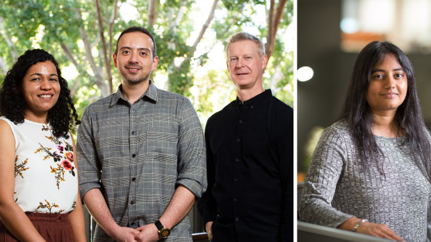 Dr Anita Sathyanarayanan, Hamzeh Tanha, Professor Dale Nyholt and Associate Professor Divya Mehta from the QUT Centre for Genomics and Personalised Health.