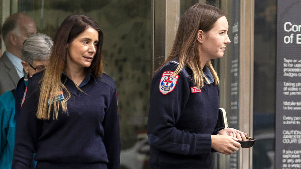 Paramedic Chenaye Bentley (right) outside court.