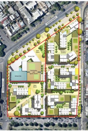 The concept plan for the former North Fitzroy gasworks site released on Friday.
