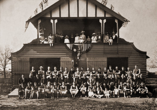 Opening day at Corio Bay Rowing Club beside Barwon River in 1921 - the first of three moves between bay and river.