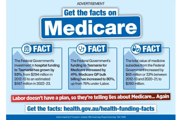 Labor has raised concerns about Liberal adverts using similar colouring to the health department’s messaging.