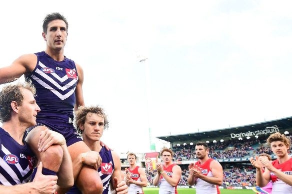 Matthew Pavlich got the armchair treatment for his 350th game.