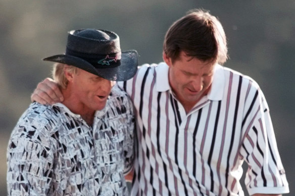 Norman squandered a big lead to Nick Faldo to lose in 1996.