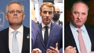 Scott Morrison, Emmanuel Macron, Barnaby Joyce