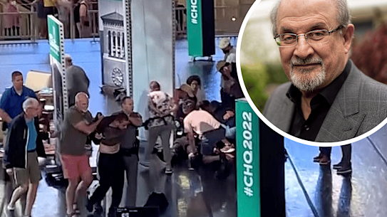 A man is arrested after the stabbing of Salman Rushdie.