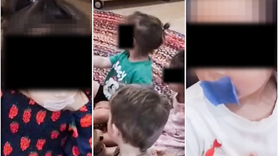 Taped mouths childcare composite