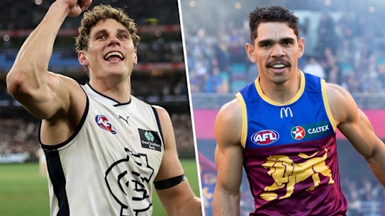 Star forwards: Carlton’s Charlie Curnow (left) and the Brisbane Lions’ Charlie Cameron.