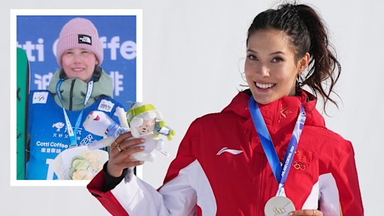 Eileen Gu (main photo) and Indra Brown (inset).