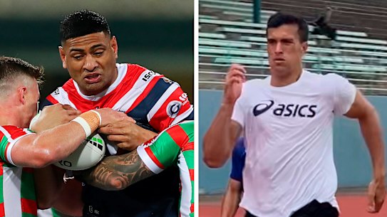 South Sydney want to be compensated for releasing Joseph Suaalii (right) to the Roosters and have targeted Daniel Tupou (left) as their target in a player swap. Photo: Getty Images. supplied