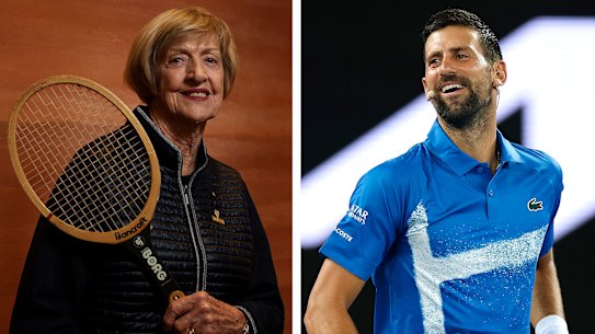 Margaret Court and Novak Djokovic.