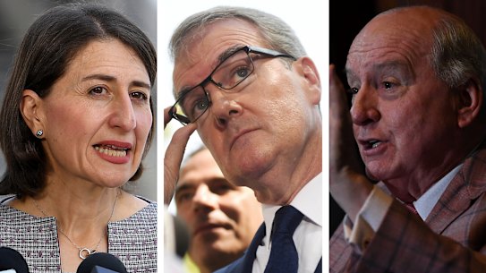 Gladys Berejiklian, Michael Daley and Alan Jones. 