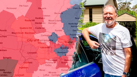 Chris Smith has saved toll money and has more time at home since he stopped his daily commute from the Blue Mountains to Chatswood for work. Photo: Edwina Pickles