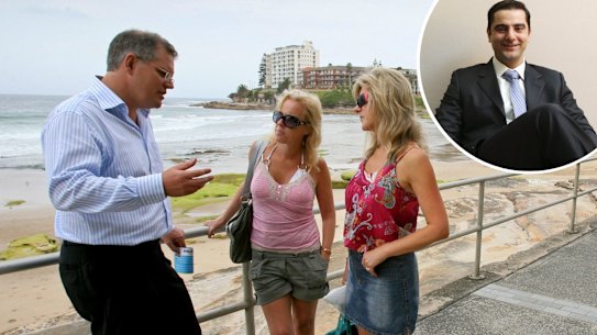 Scott Morrison, speaking with locals at Cronulla Beach in the lead up to the 2007 Federal Election and (inset)
Michael Towke.