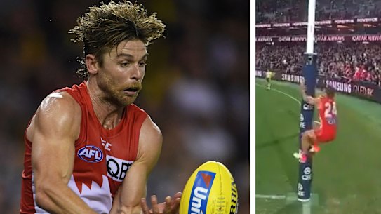 Sydney's five-point win over Essendon has become embroiled in controversy due to Dane Rampe's actions as David Myers lined up for an after-the-siren shot on goal.