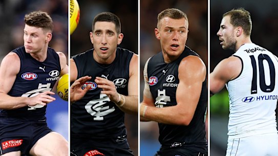 Sam Walsh, Jacob Weitering, Patrick Cripps and Harry McKay.
