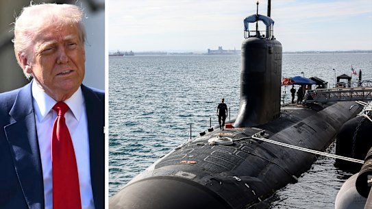 US President Donald Trump and a Virginia-class nuclear submarine.