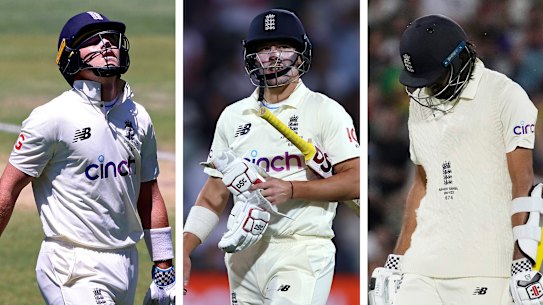 Ollie Pope, Rory Burns and Haseeb Hamid.