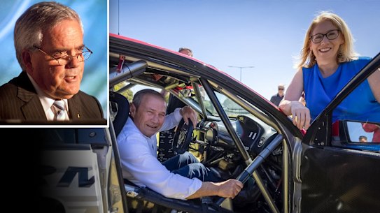 Former under treasurer John Langoulant, inset, has a dim view of the Cook Labor government’s plans for a racetrack at Burswood.