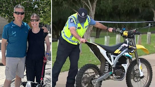 John Harris and his wife Shelley Spinks. Shelley was killed when she was struck by a teenager riding an electric motorbike in Edgewater.