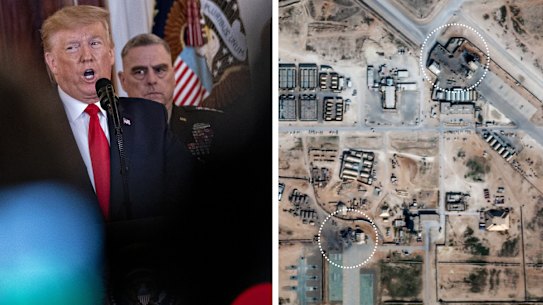 Trump iraq base Composite Photo: AP