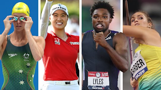Emma McKeon, Minjee Lee, Noah Lyles and Kelsey-Lee Barber.