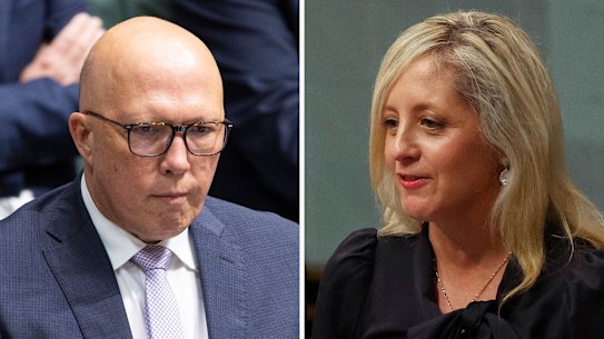 Opposition Leader Peter Dutton and Liberal MP Melissa McIntosh.