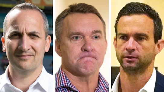 NRL CEO contenders Andrew Abdo, Paul White, Dave Donaghy.