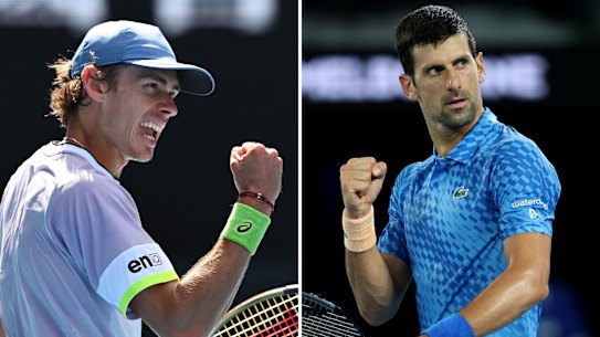 De Minaur and Novak Djokovic 