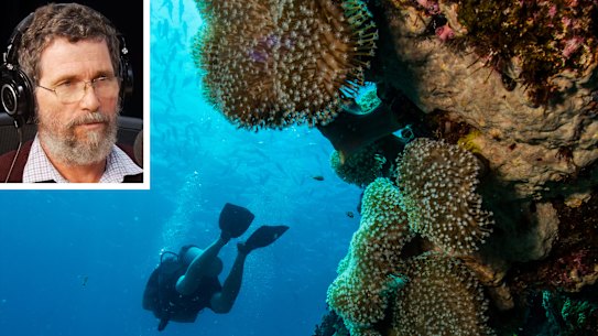 The Great Barrier Reef and, inset, Dr Peter Ridd.