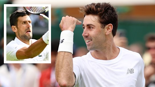 Sydney’s Jordan Thompson rallied from two sets down in his Wimbledon first-round match to set up a dream clash with 23-time grand slam champion Novak Djokovic.