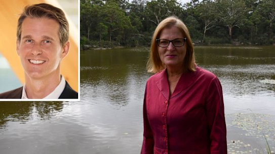 Outgoing Labor MP Julie Owens, and Andrew Charlton, inset.