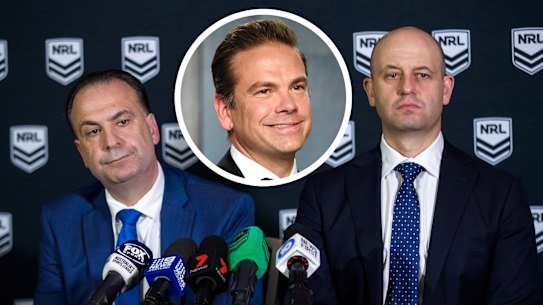 A titanic struggle between Peter V’landys and Todd Greenberg is playing out behind the scenes, with the NRL CEO’s new contract extension still not signed and the the ARLC chairman holding a hush-hush meeting with Fox Corp supremo Lachlan Murdoch in Los Angeles. 