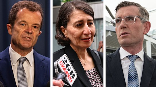 Mark Speakman, Gladys Berejiklian and Dominic Perrottet