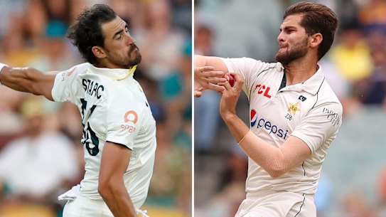 Mitchell Starc (left) inspired Pakistan star Shaheen Afridi’s approach a decade ago.