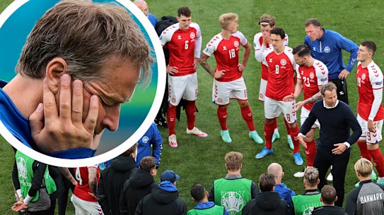 Kasper Hjulmand and the Denmark team at Euro 2020. 