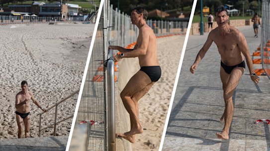 Composite image of a swimmer at Bronte.
