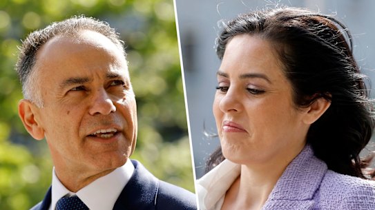 John Pesutto and Moira Deeming at court on Friday.