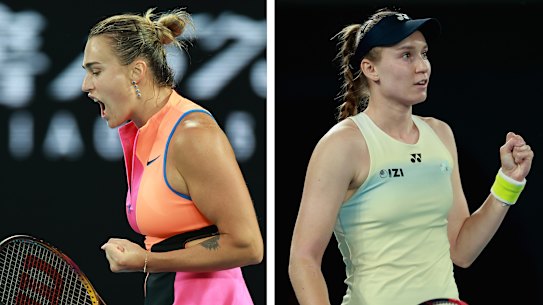 Fierce competitors and Australian open finalists Aryna Sabalenka and Elena Ryabakina could not be further apart.