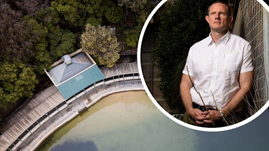 Dawn Fraser Baths in Balmain has faced many delays in its refurbishment. Inner West Council mayor Darcy Byrne.