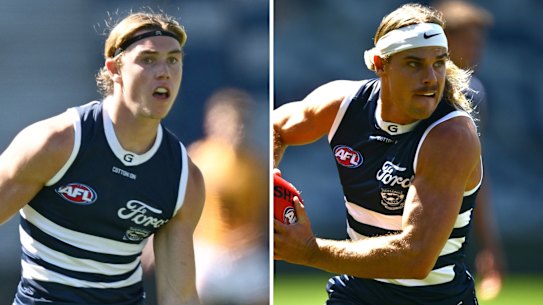 Geelong midfielders Tanner Bruhn and Bailey Smith will miss the practice match against Essendon.